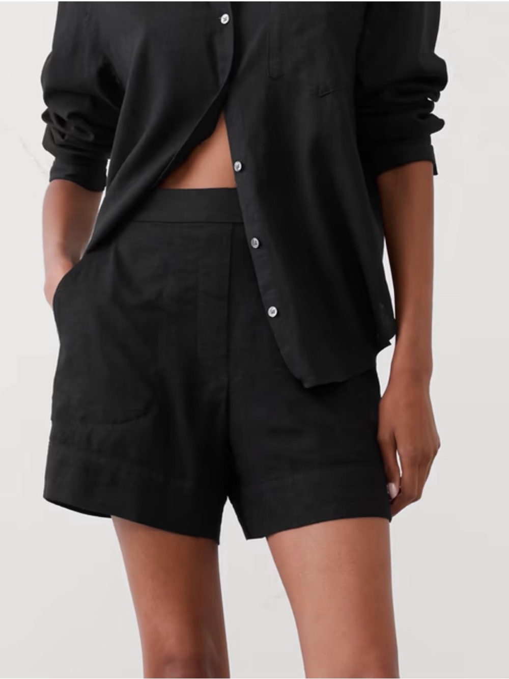 Banana Republic High Waist Black Linen Shorts
